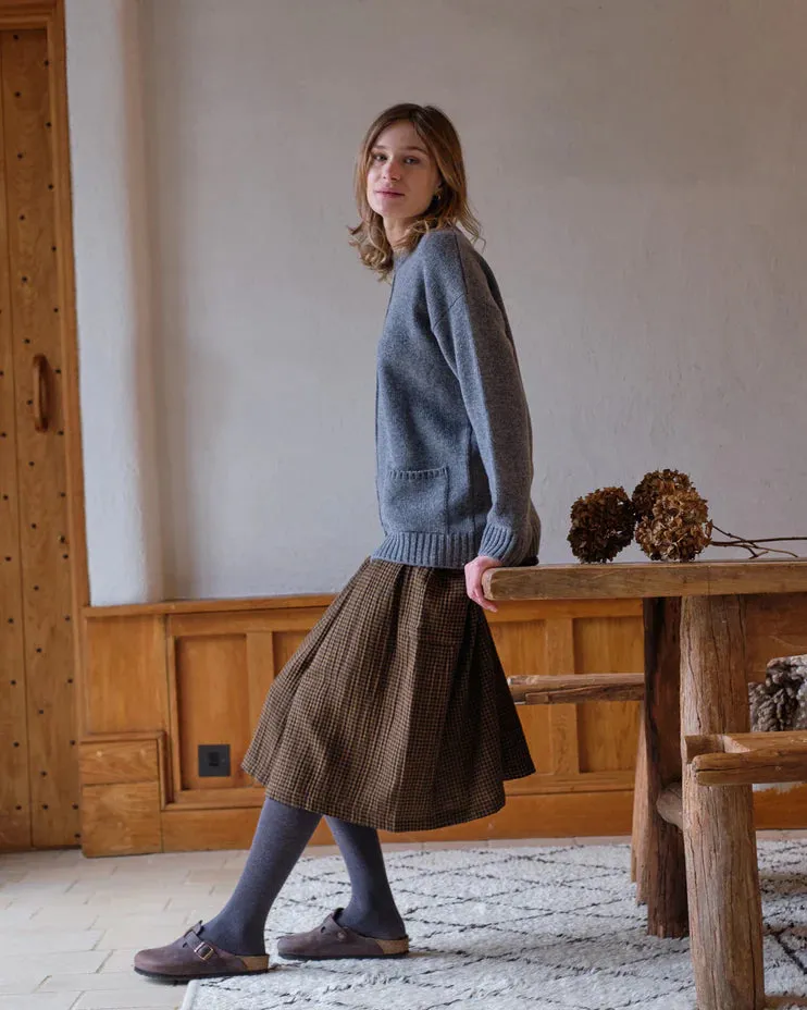 100% Cotton Nora Skirt in Khaki Check