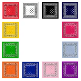 12 Pack Cotton Bandana Paisley Headbands Cowboy Multi-Color Bandana Handkerchiefs