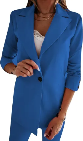 Blazers for Women Business Casaul Open Front Long Sleeve Jacket Lapel Button Down Work Blazer Fall Outfit
