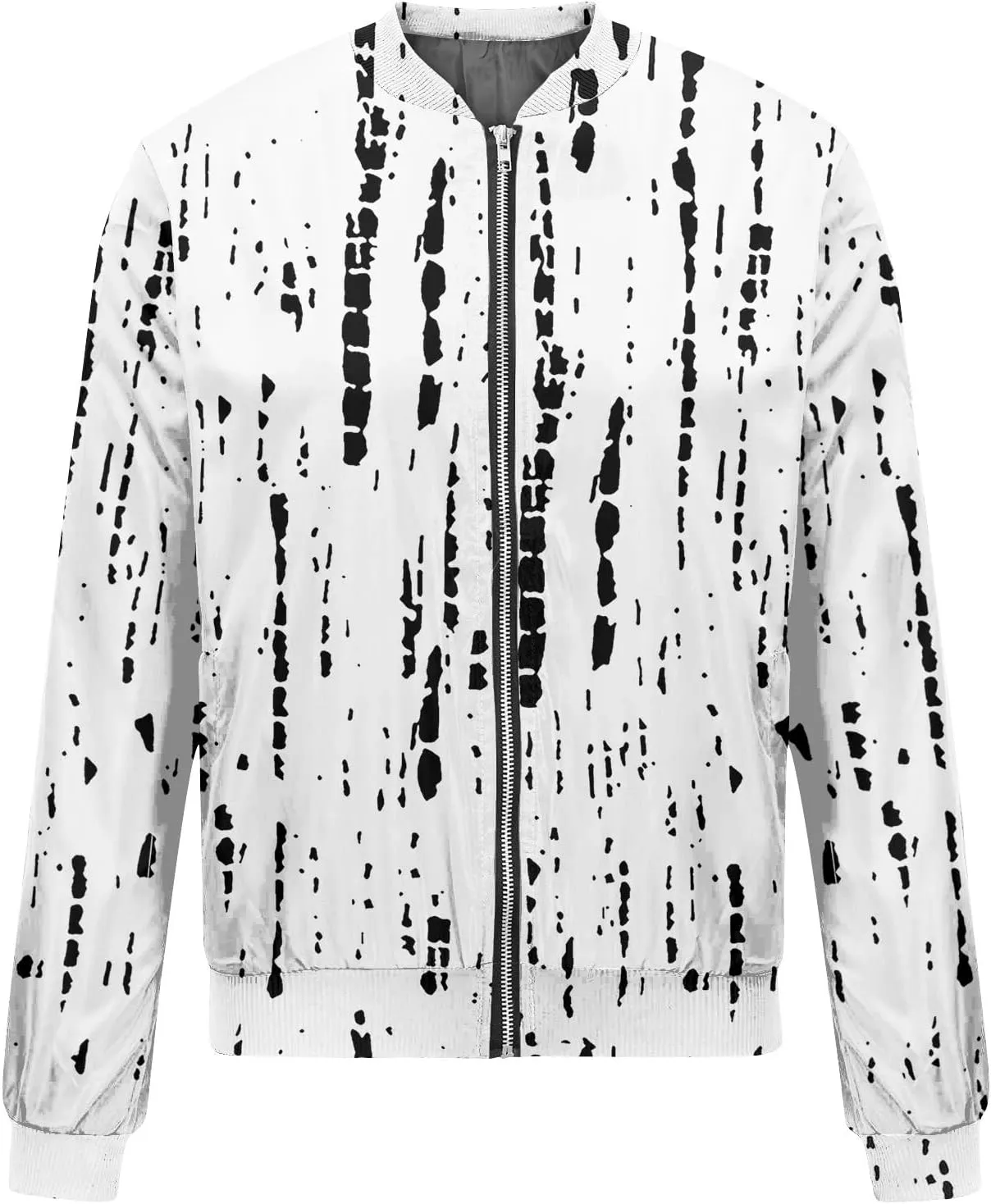 Bomber Jacket Women 2024 Casual Floral Lightweight Oversized Windbreaker Trendy Zip Up Coat Outwear with Pockets