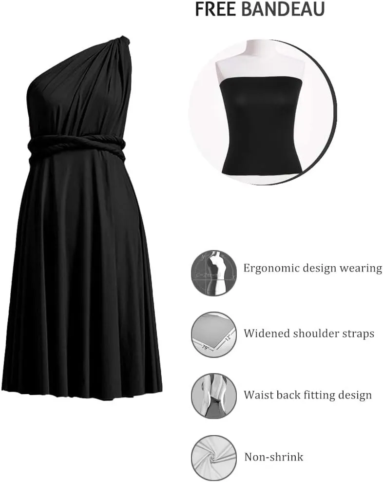 Convertible Dress Short Infinity Dress Transformer Multiway Wrap Dress for Bridesmaid