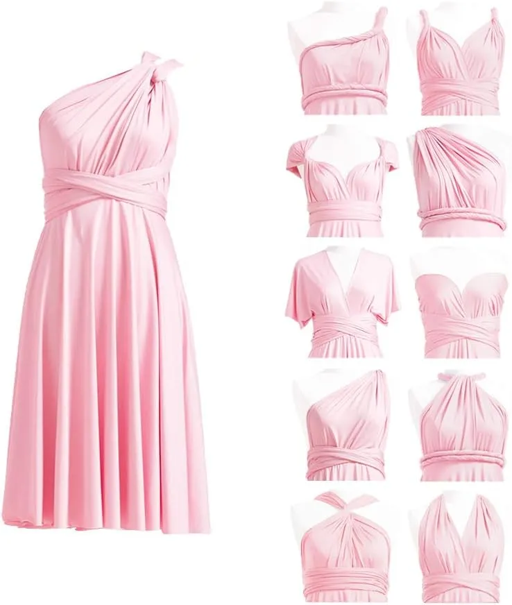 Convertible Dress Short Infinity Dress Transformer Multiway Wrap Dress for Bridesmaid