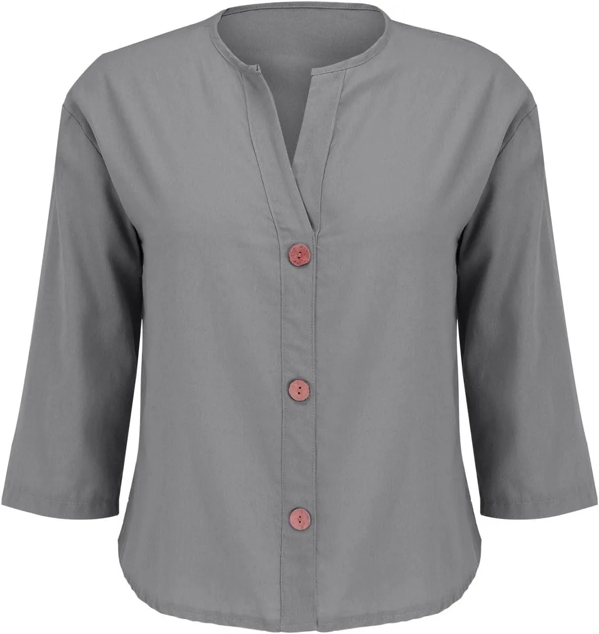 Cotton Linen Shirts for Women Gauze Boho Button Down 3/4 Sleeve Blouses Summer Tops Loose Fit Beach Vacation Outfits