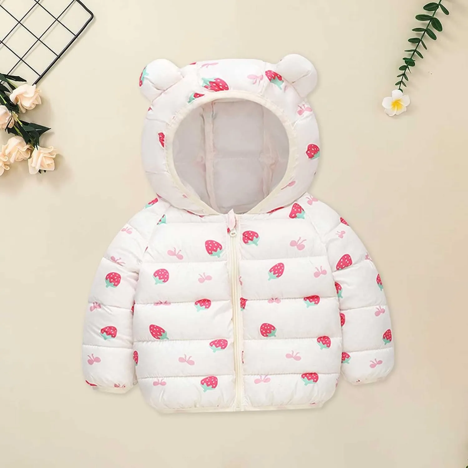 Cute Hooded Down Padded Jacket Coat for Toddler Kids Fall Winter Thicken Warm Furry Fuzzy Little Girls Snow Jacket