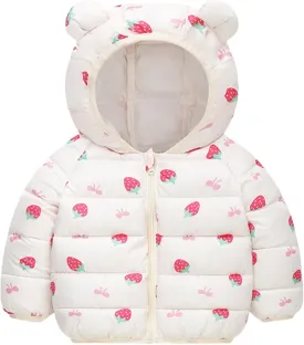 Cute Hooded Down Padded Jacket Coat for Toddler Kids Fall Winter Thicken Warm Furry Fuzzy Little Girls Snow Jacket
