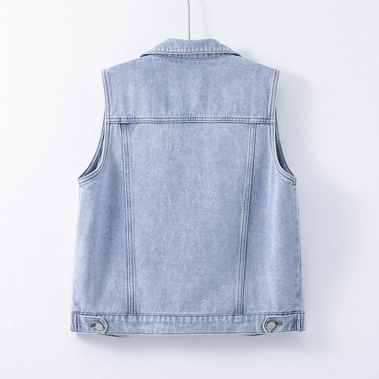 Denim Jacket for Women Plus Size Fashion 2024 Sleeveless Jean Vest Trendy Casual V Neck Button Down Jean Jacket Coat