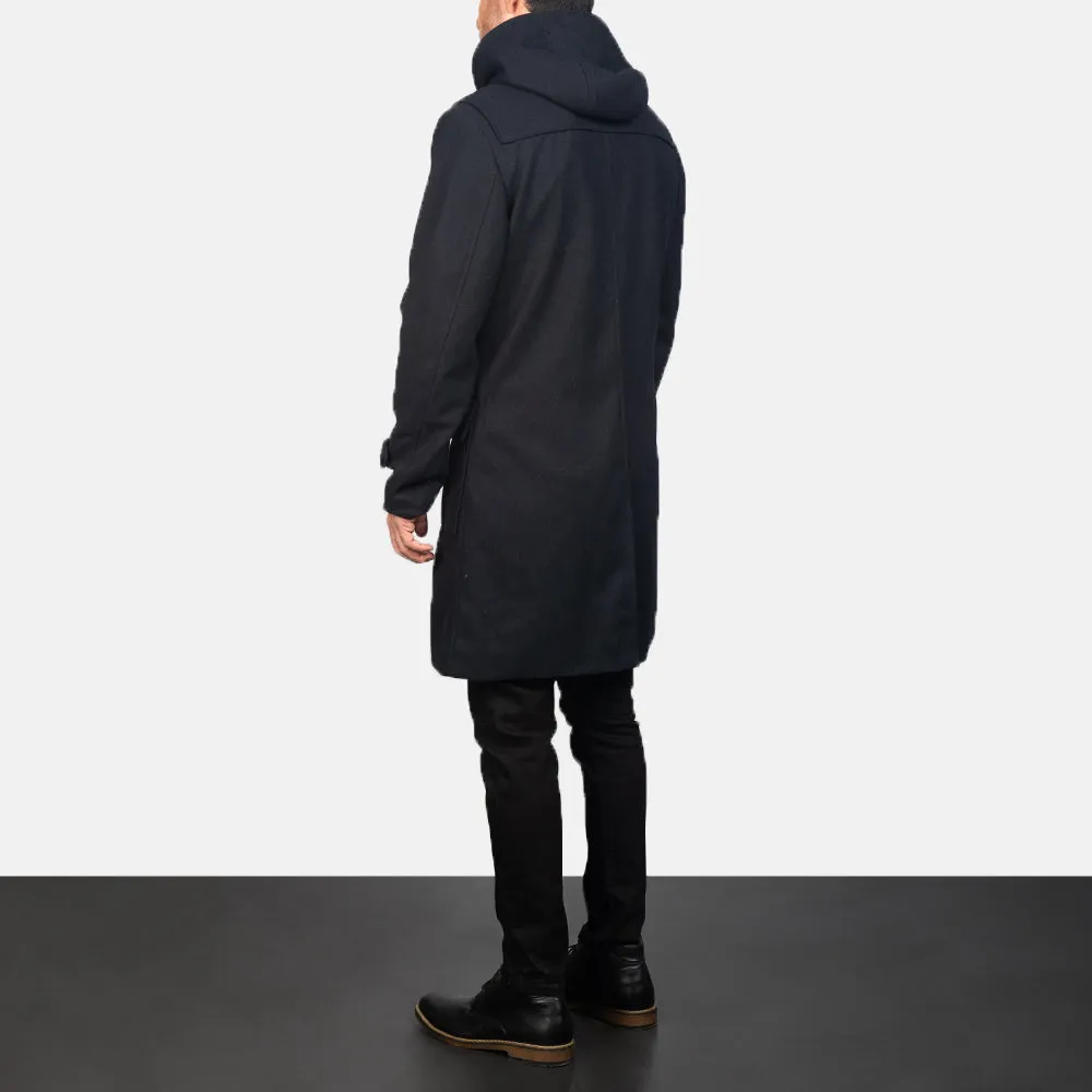 Drake Black Wool Duffle Coat