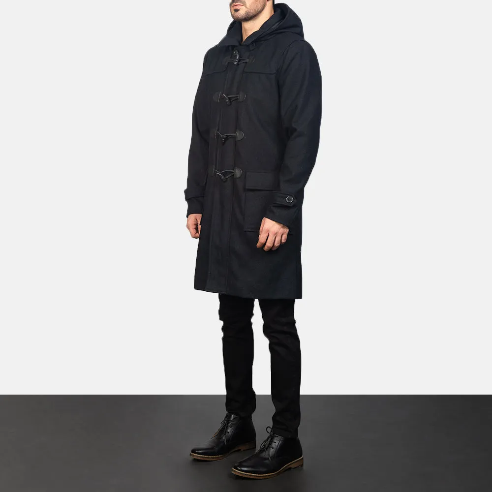 Drake Black Wool Duffle Coat