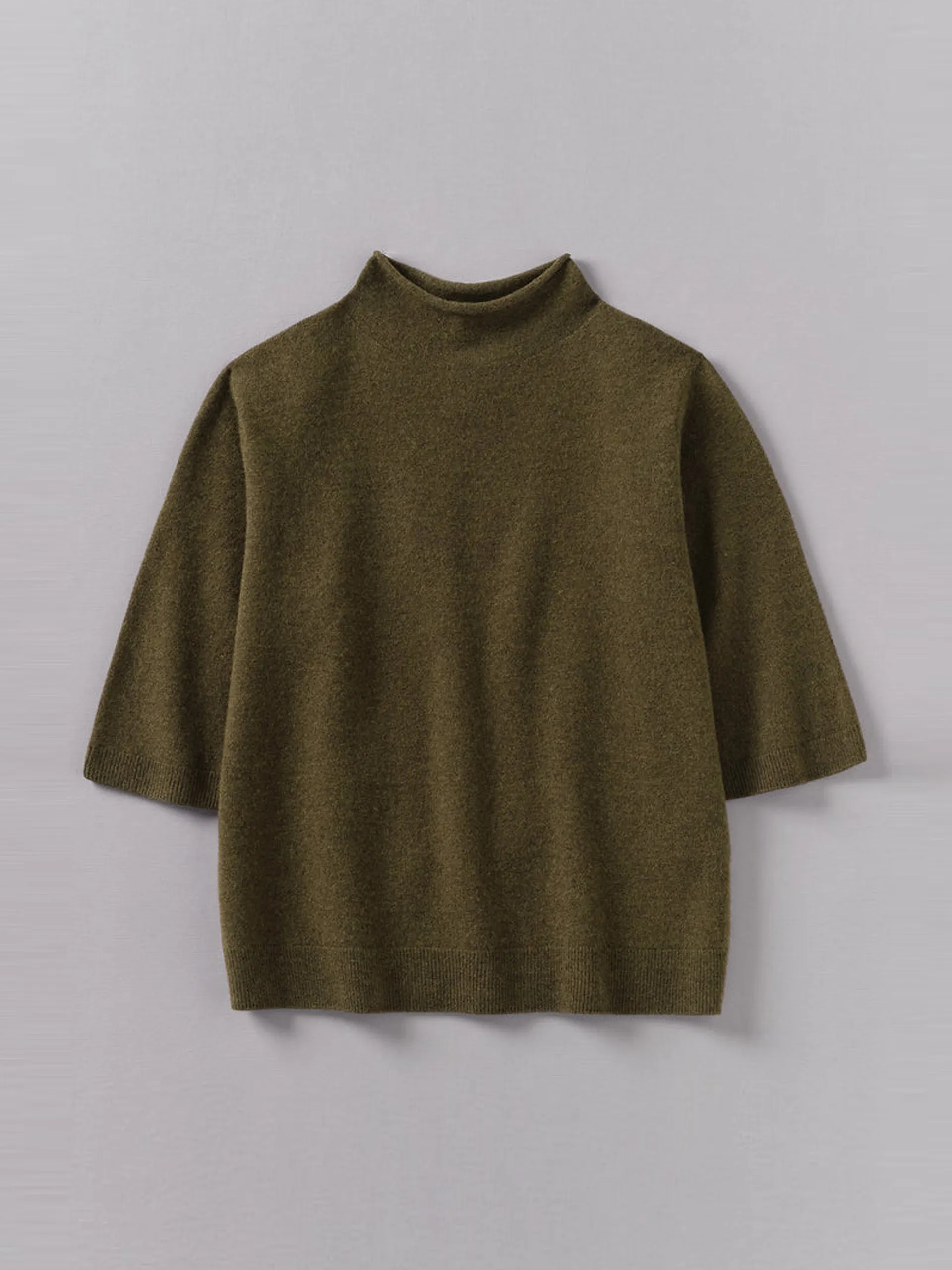 Fine wool cashmere half sleeve sweater
