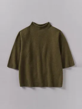 Fine wool cashmere half sleeve sweater