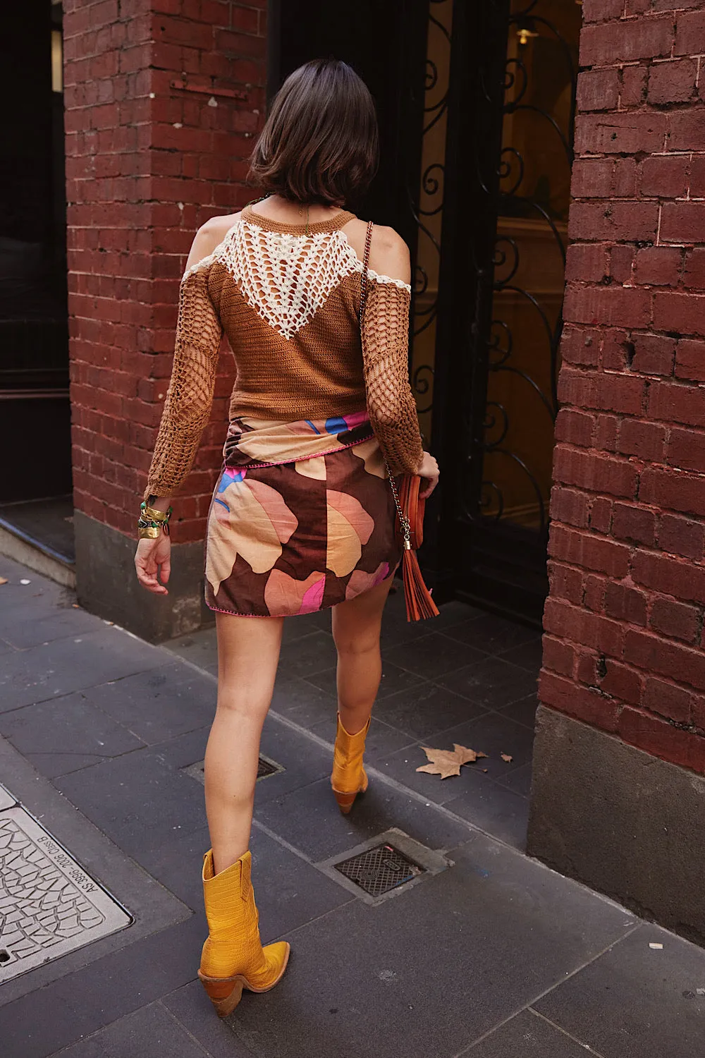 Groove is in the Heart Cotton Wrap Mini Skirt