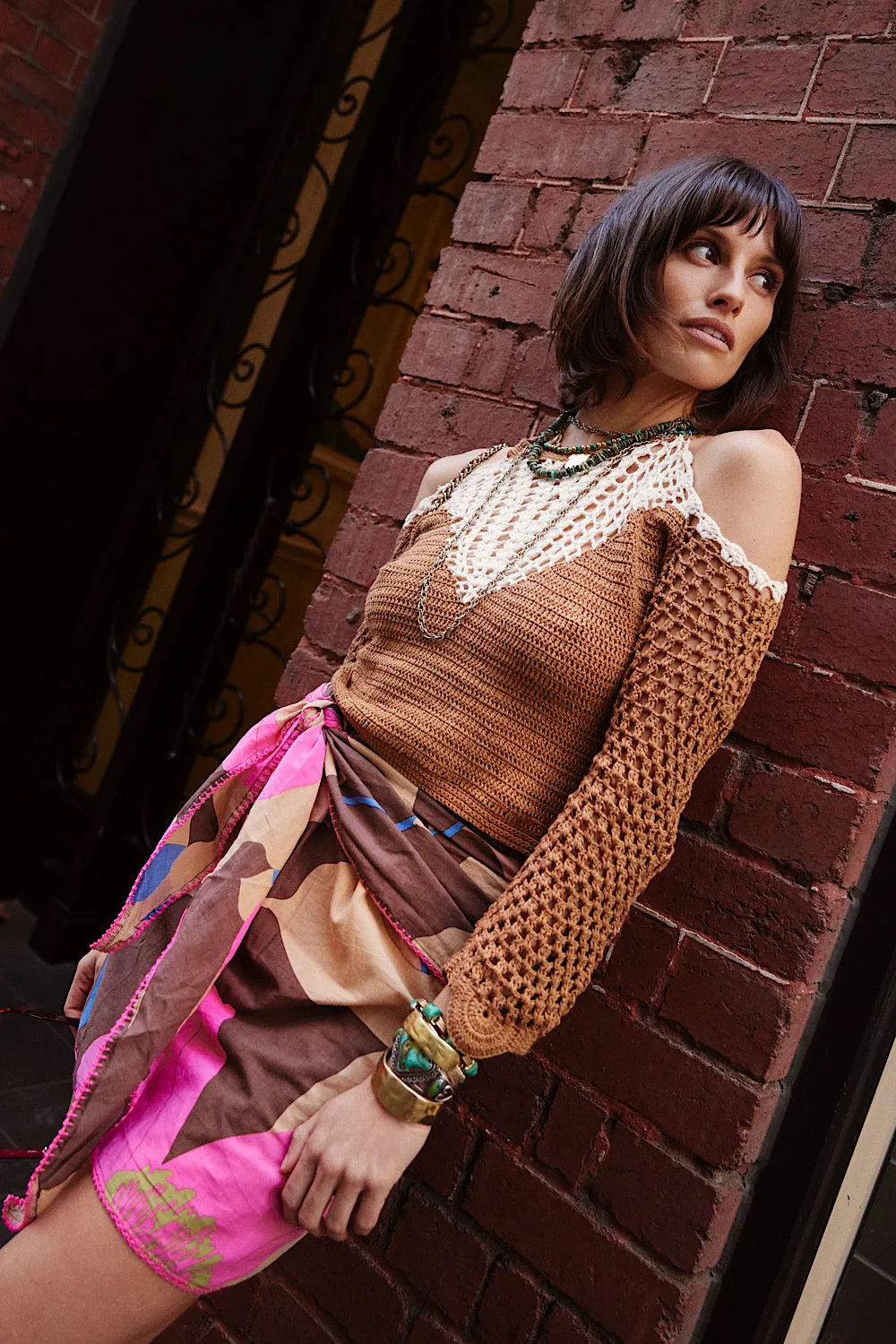 Groove is in the Heart Cotton Wrap Mini Skirt