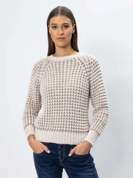 H Beige Stripped Knitted Sweater