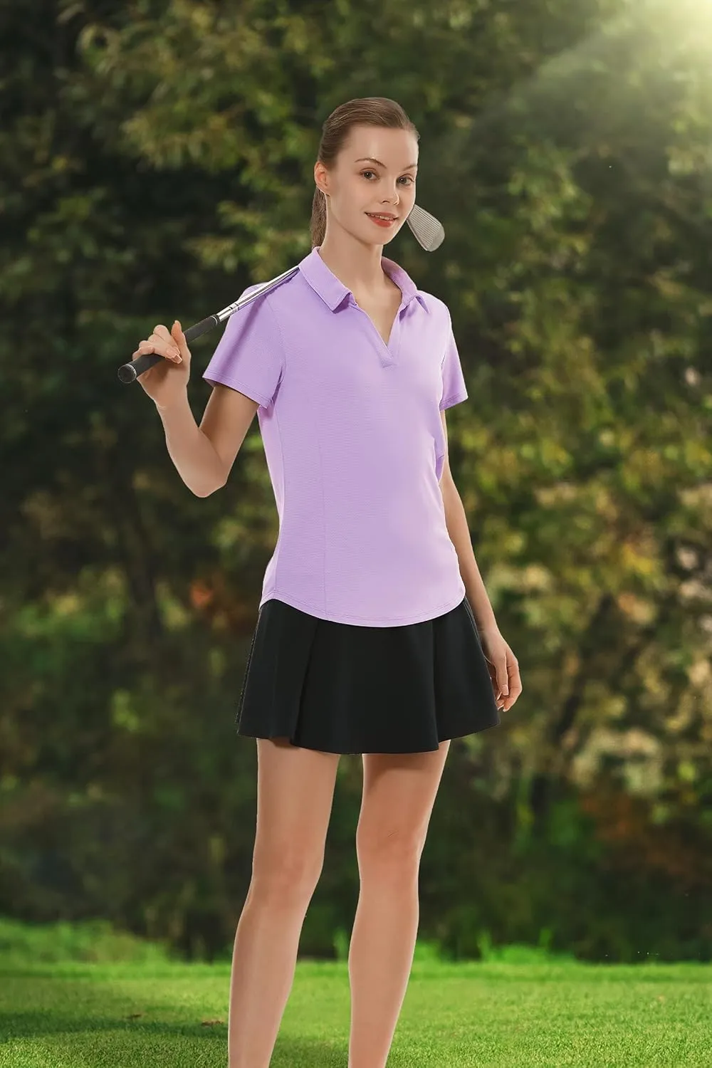 HODOSPORTS Women's Golf Polo Shirts Short Sleeve Collared V Neck Tennis Shirt Quick Dry Fit UPF 50  Golf Apparel Clothes