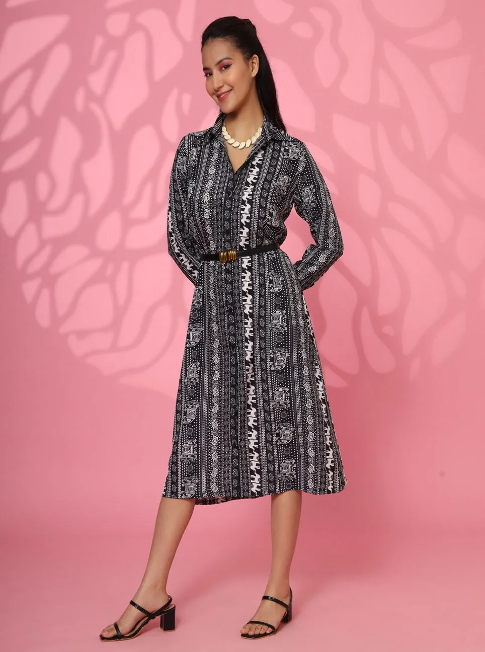 I AM RESILIENT PRINTED CREPE KNEE-LENGTH DRESS FOR WOMEN