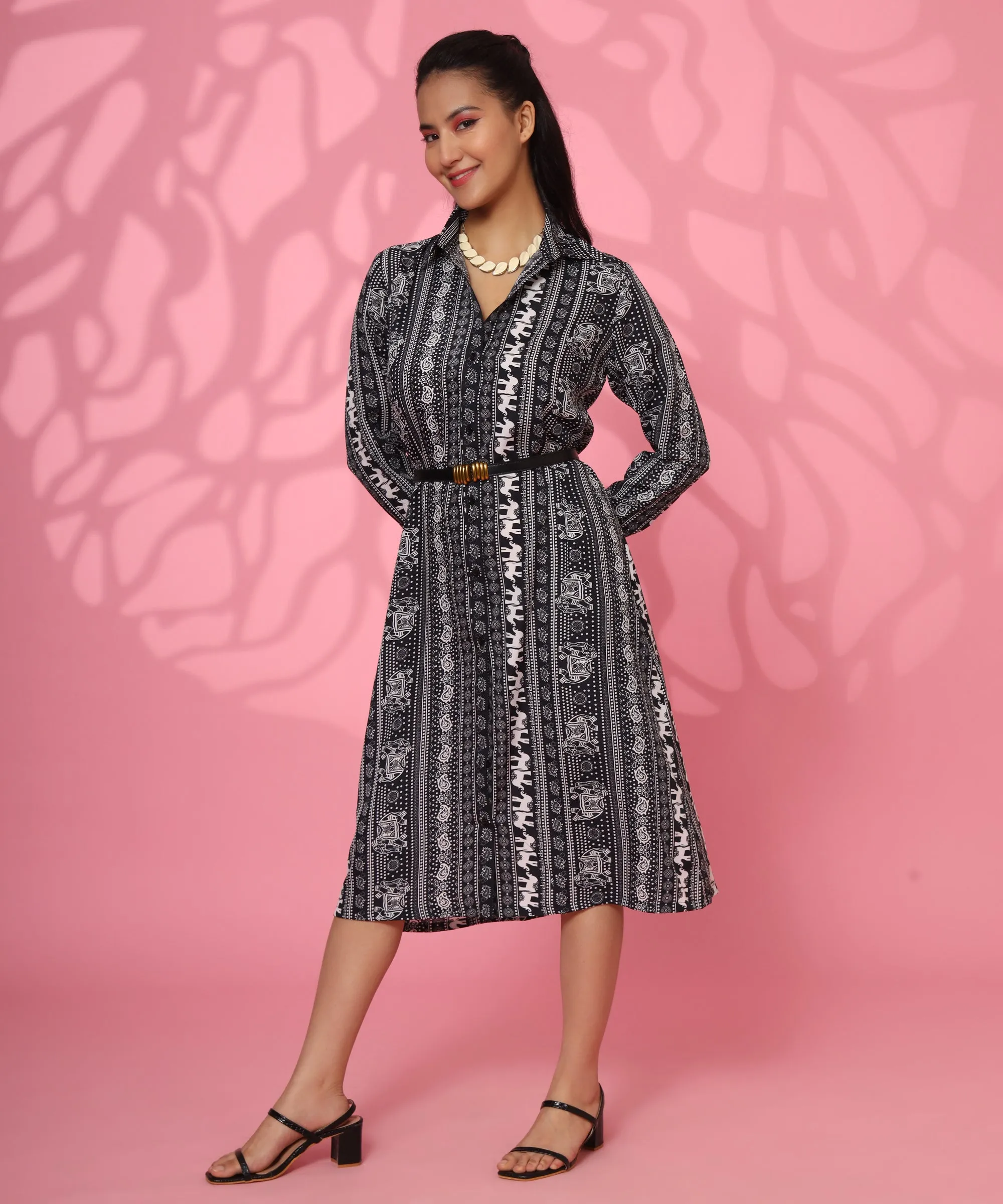 I AM RESILIENT PRINTED CREPE KNEE-LENGTH DRESS FOR WOMEN
