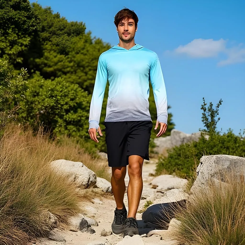INGEAR Sun Shirts for Men - Lightweight SPF 50  UV Protection Hoodie with Pocket for Fishing, Running, Hiking, Swim Rashguard