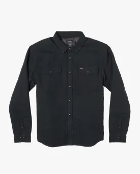 Instrument Quilted Long Sleeve Flannel Shirt - Black