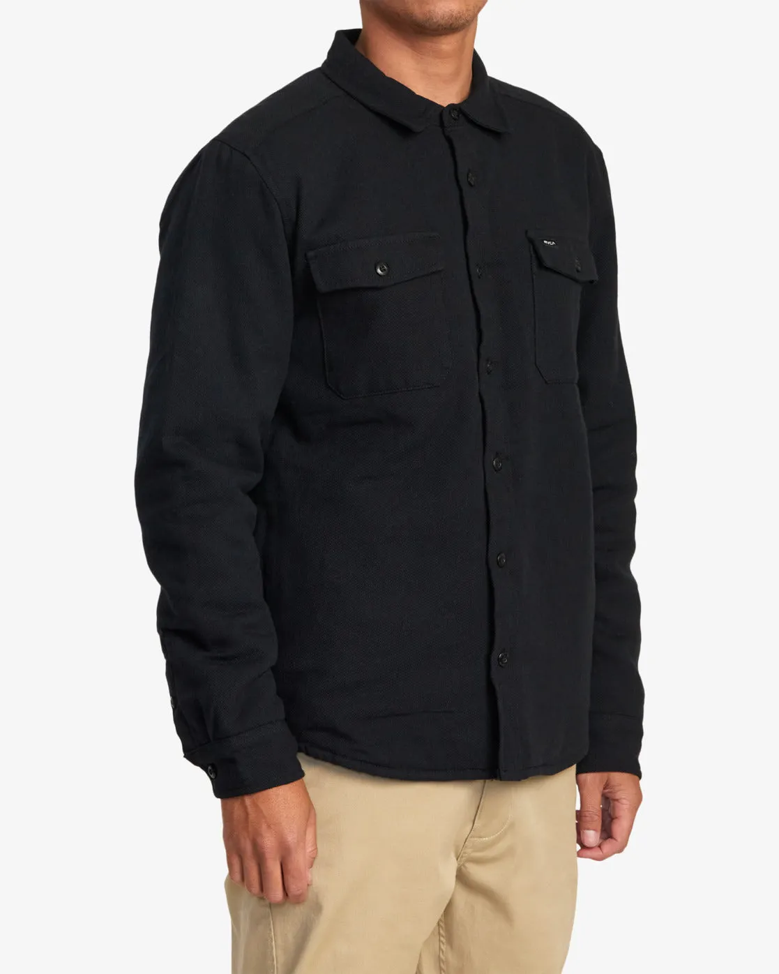 Instrument Quilted Long Sleeve Flannel Shirt - Black