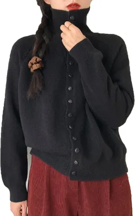 JASCLS Women's Long Sleeve Color Block Chunky Cable Knitted Oversized Sweater Cardigans for Women