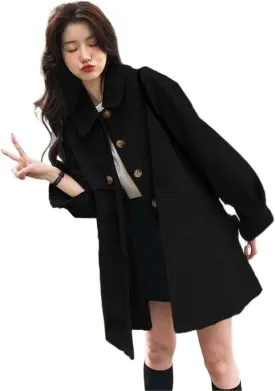 JYHBHMZG Japanese Style Women's Trench Coats Khaki Windbreaker Loose Elegant Mid Length Overcoat Spring Clothing