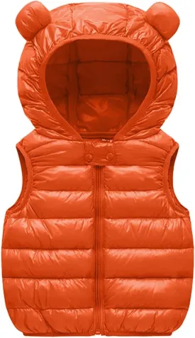 Kids Boys Girls Winter Warm Down Padded Vest Hooded Zipper Sleeveless Jacket aistcoat Outwear Boys Winter Coats