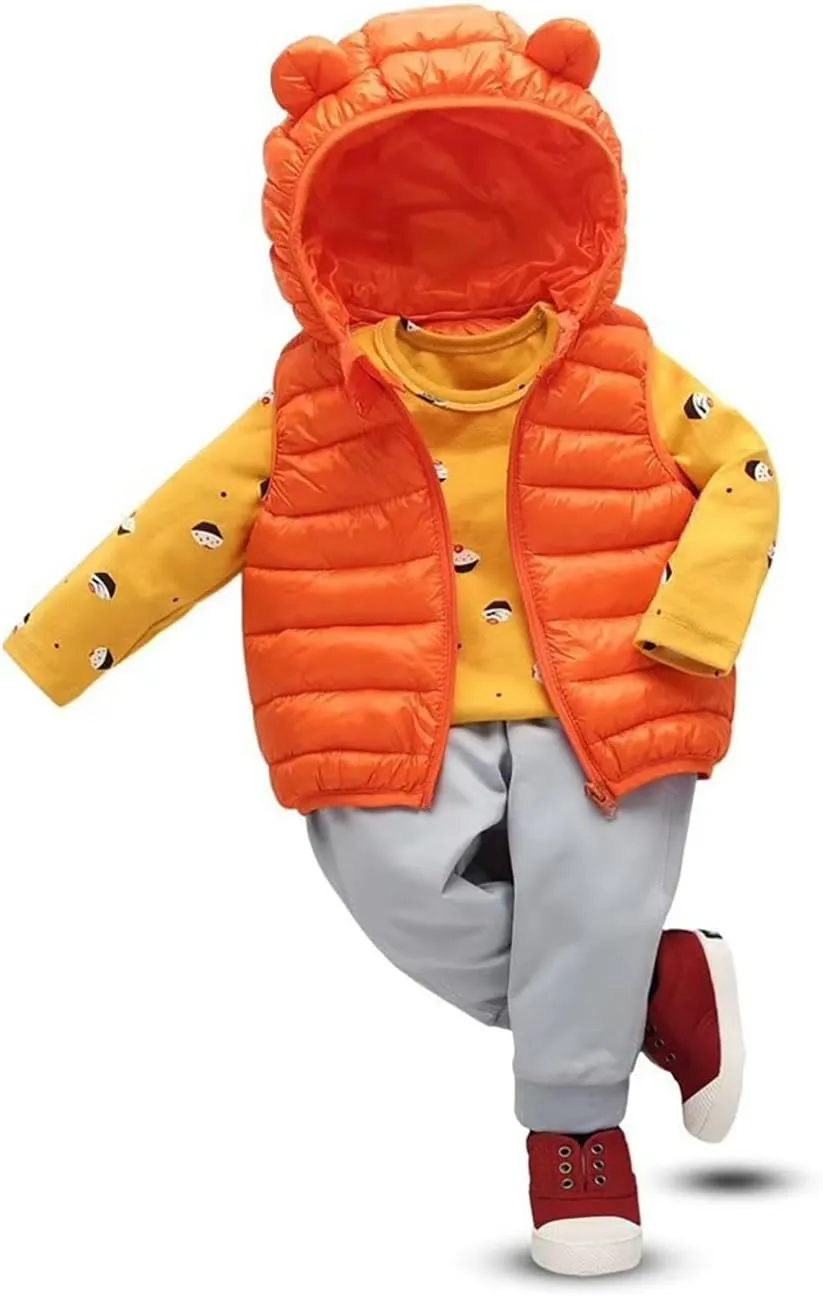 Kids Boys Girls Winter Warm Down Padded Vest Hooded Zipper Sleeveless Jacket aistcoat Outwear Boys Winter Coats