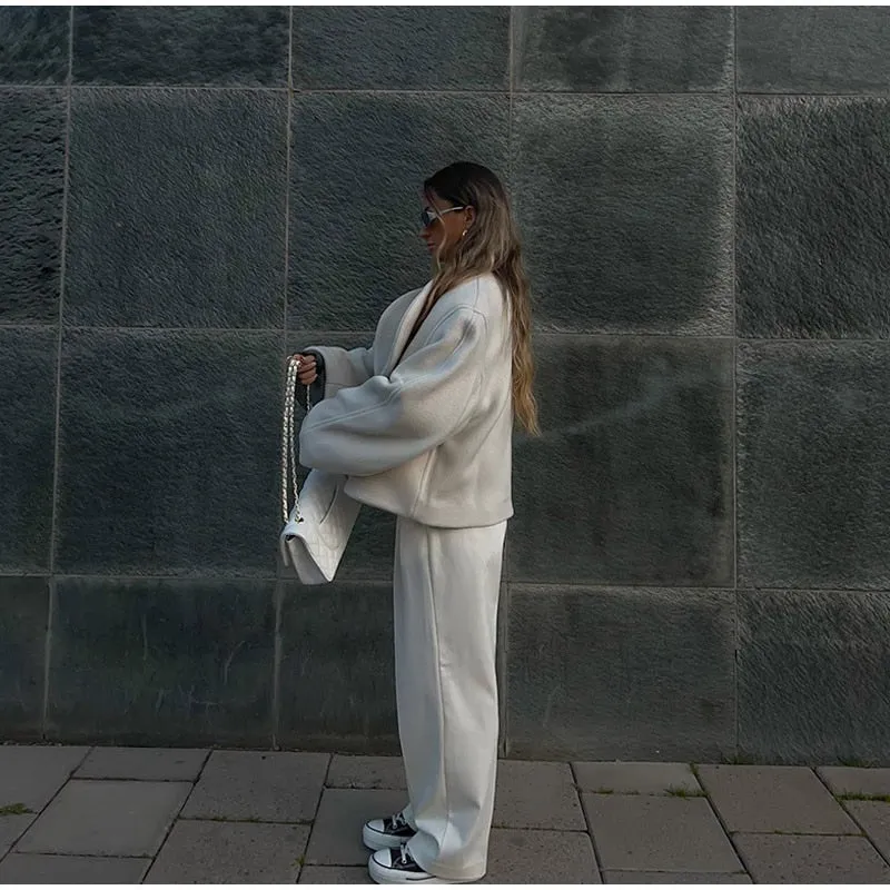 Large Collar Stylish Wool Crop Coat