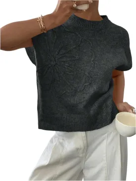 MakeMeChic Women's Floral Knitted Vest Top Sleeveless Pullover Sweater Vest