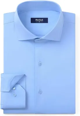 Men's Dress Shirt Stretch Formal Shirt Business Casual Cutaway Collar Long Sleeve Convertible Cuffs Solid
