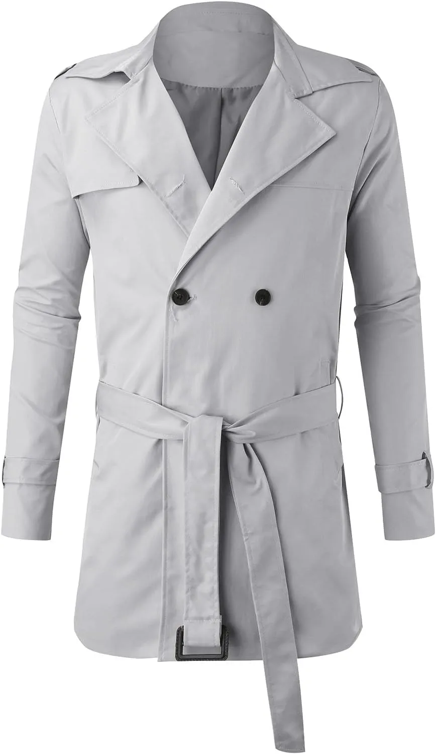 Mens Trench Coat Plus Size Winter Warm Notched Lapel Single Breasted Blazers Long Peacoat Overcoat Stylish Suit Jackets