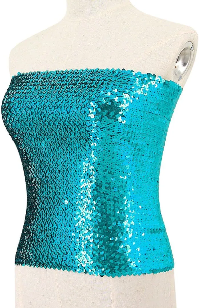 Naimo Women's Sparkly Bling Sequin Tube Top Sexy Stretchy Crop Top Party Costume Clubwear Camisoles