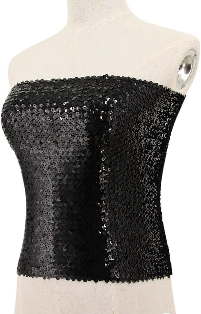 Naimo Women's Sparkly Bling Sequin Tube Top Sexy Stretchy Crop Top Party Costume Clubwear Camisoles