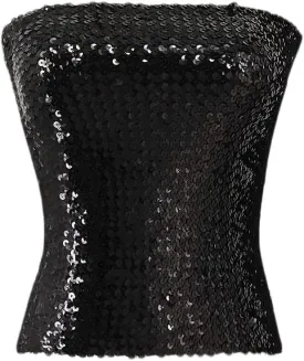 Naimo Women's Sparkly Bling Sequin Tube Top Sexy Stretchy Crop Top Party Costume Clubwear Camisoles