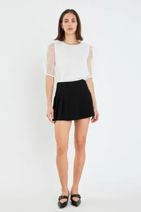 Organza Puff Sleeve Top