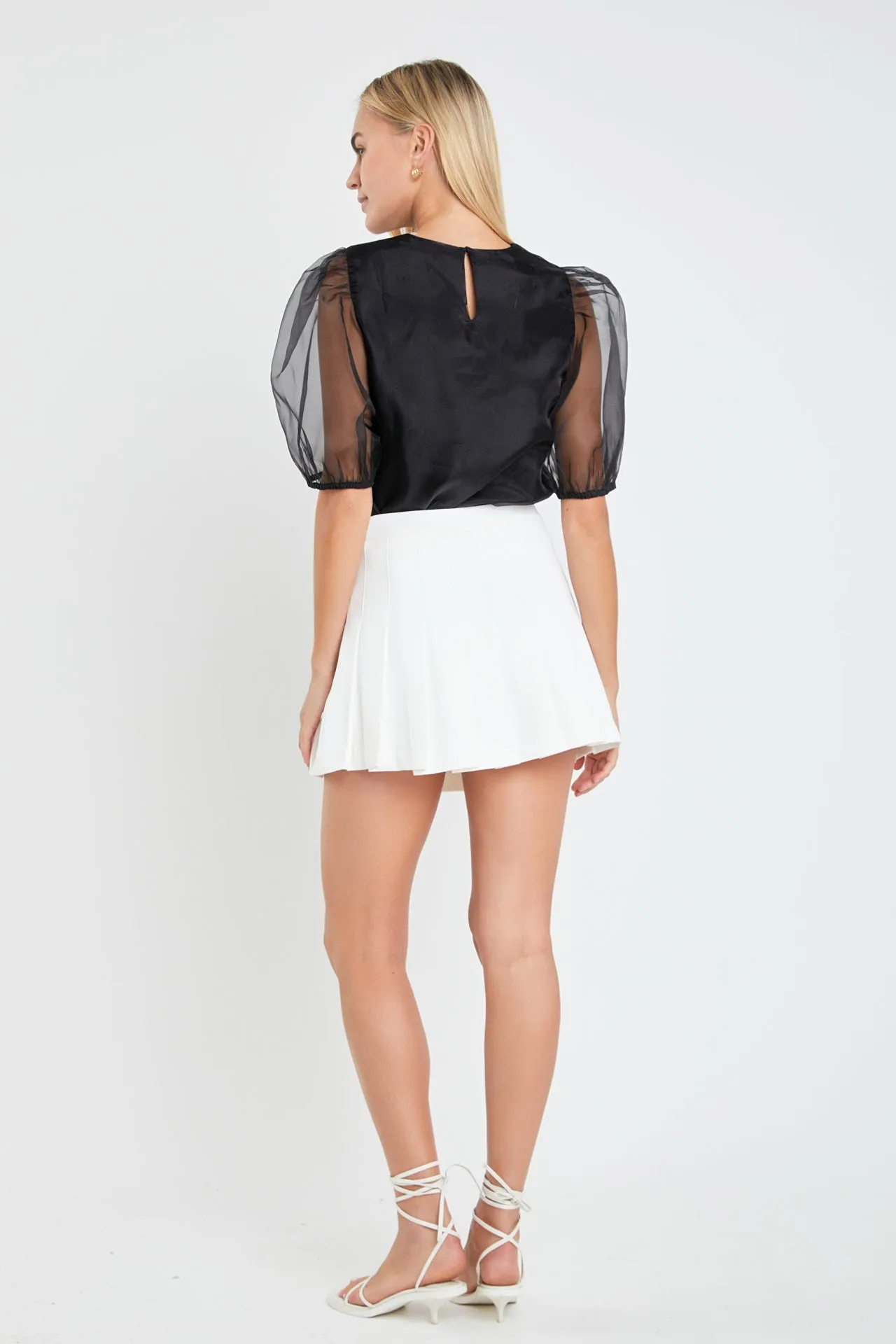 Organza Puff Sleeve Top