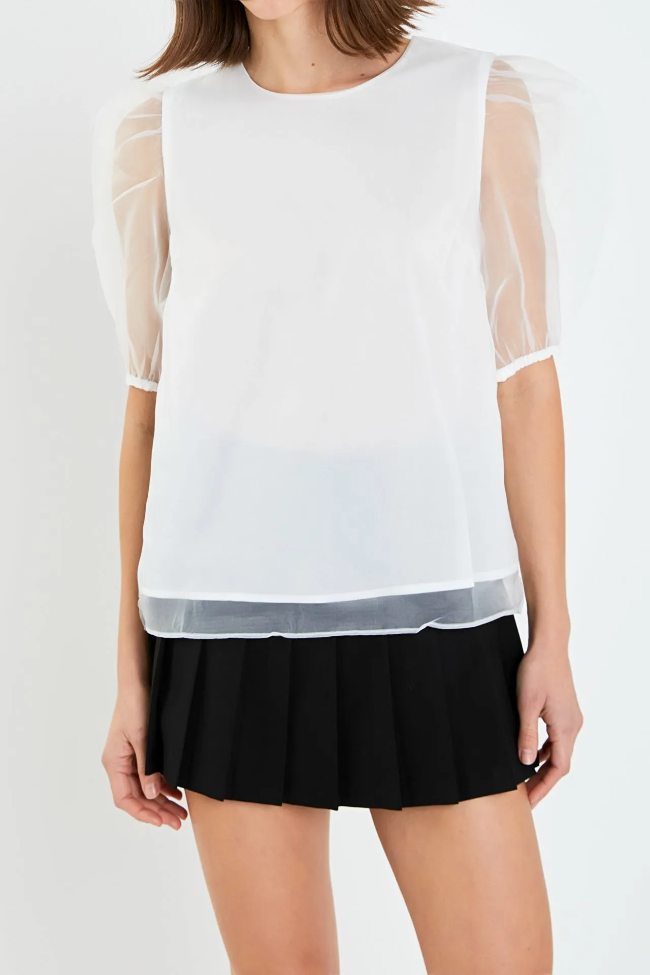 Organza Puff Sleeve Top