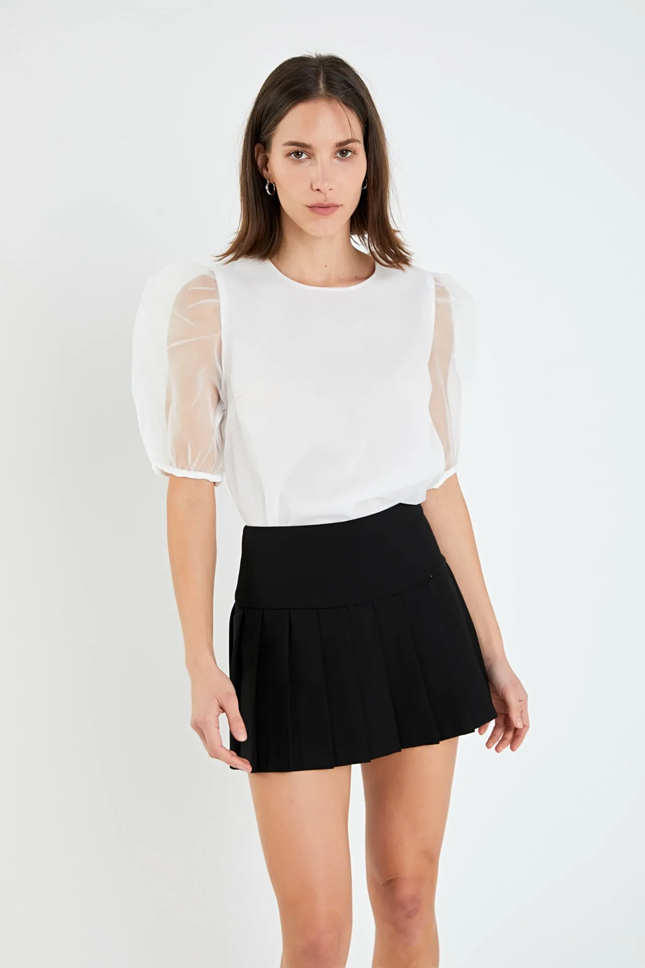 Organza Puff Sleeve Top