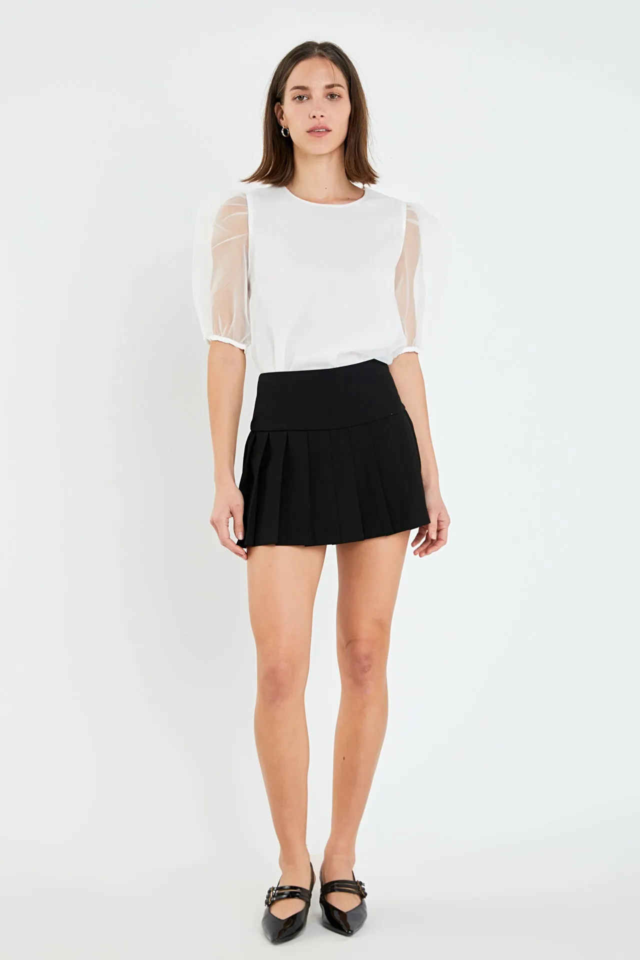 Organza Puff Sleeve Top