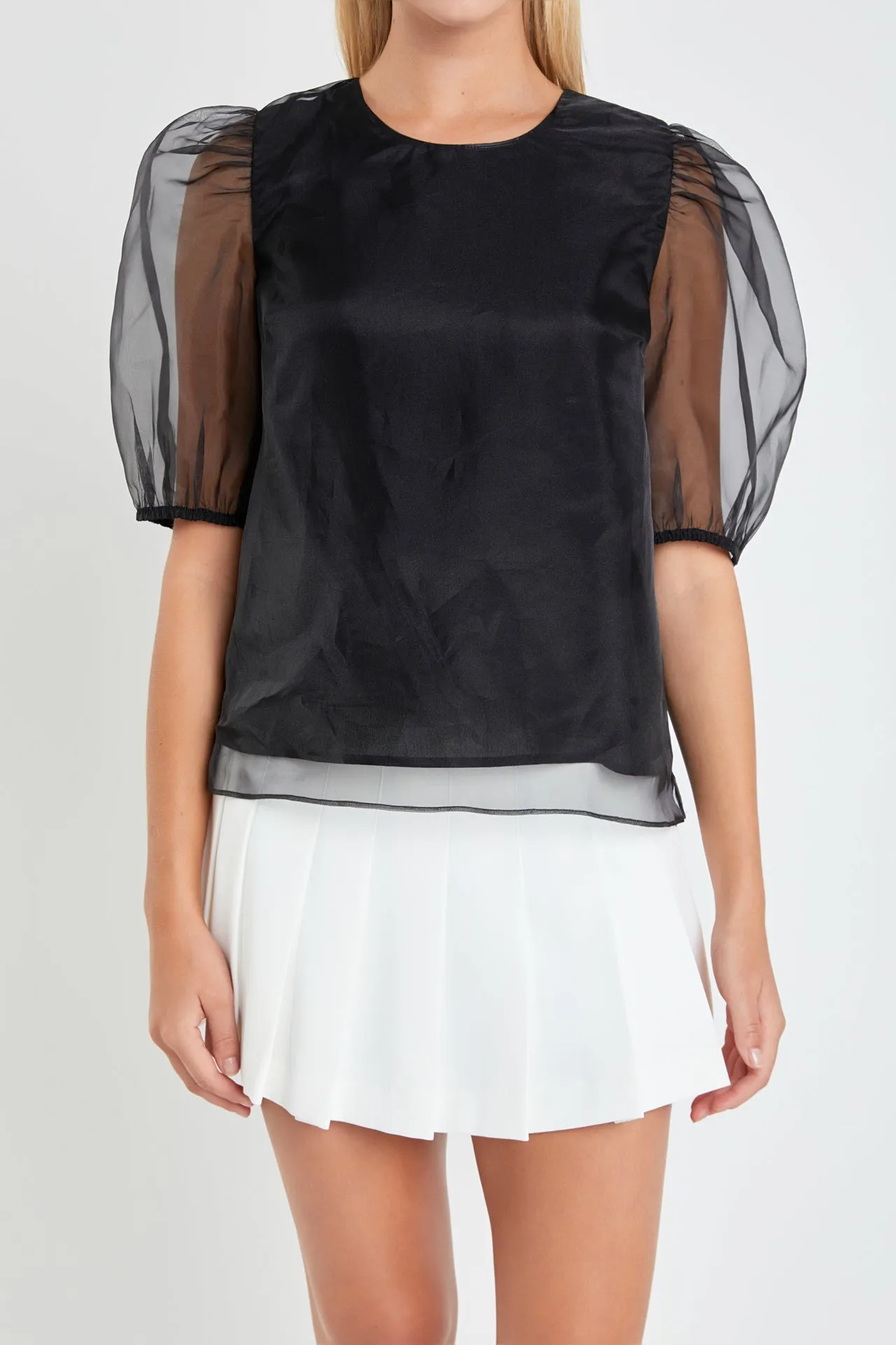 Organza Puff Sleeve Top