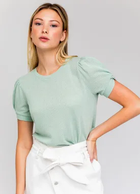 Puff Sleeve Sage Twist Knot Top