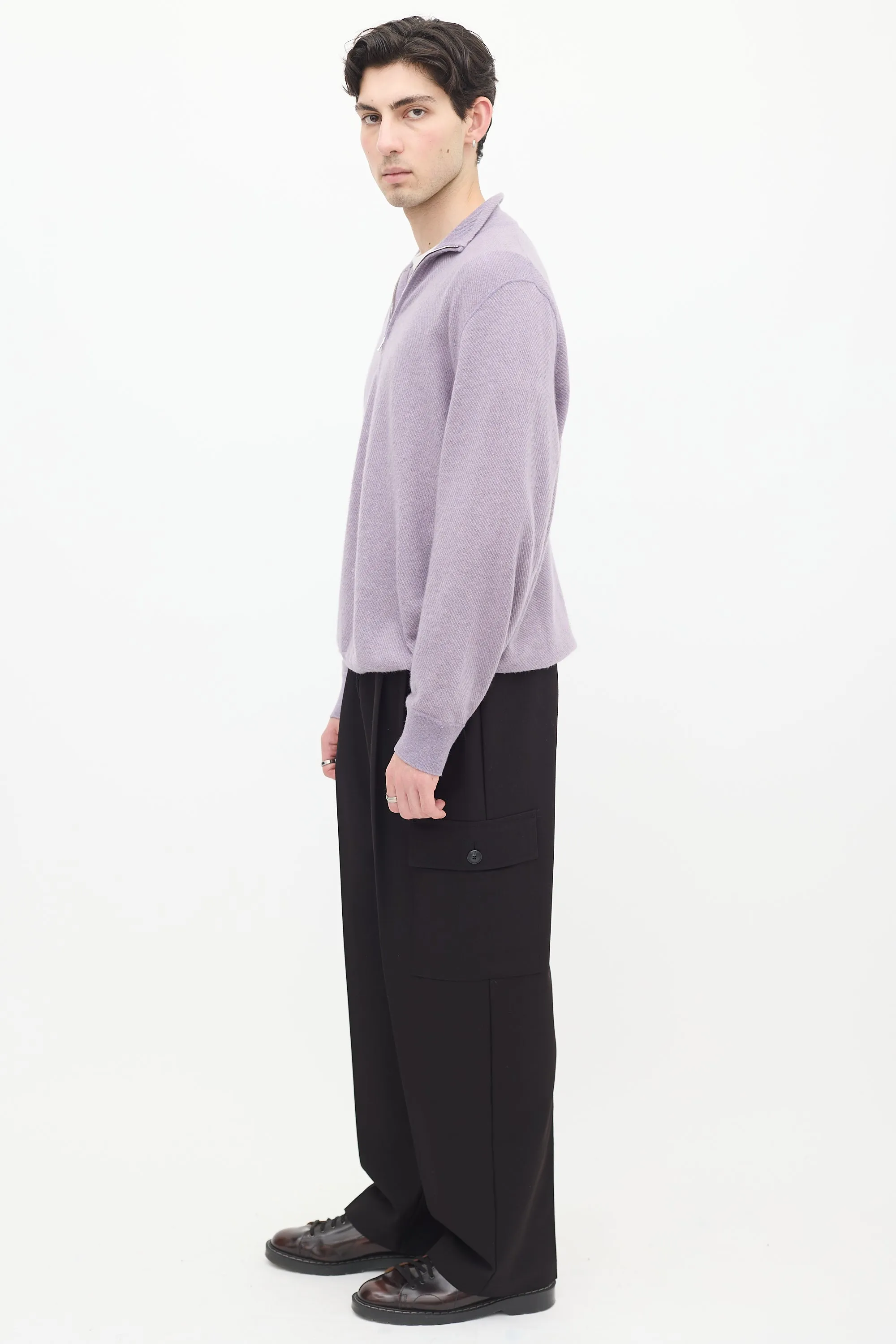 Purple Cashmere Roadster Pull Light Sweater