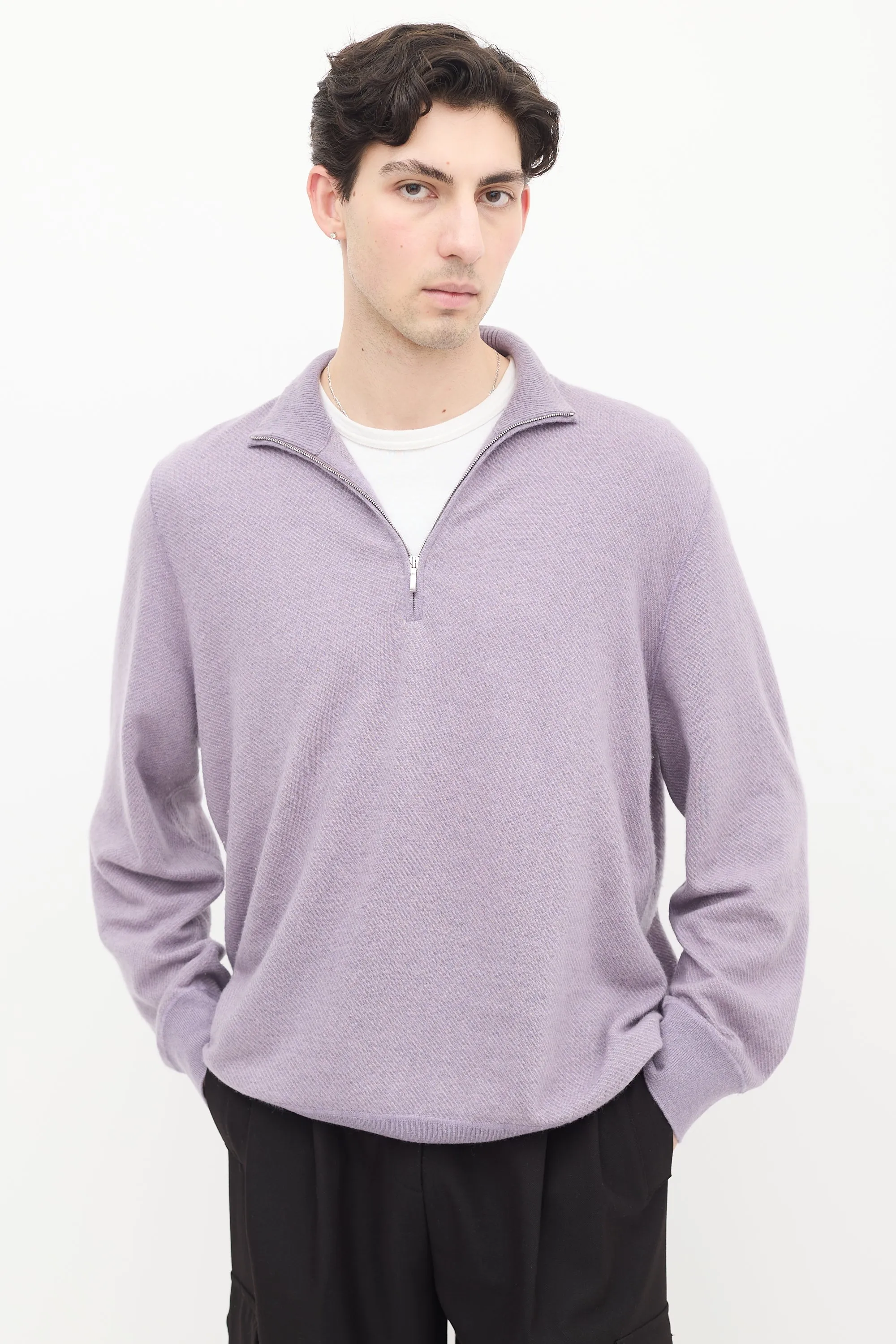 Purple Cashmere Roadster Pull Light Sweater