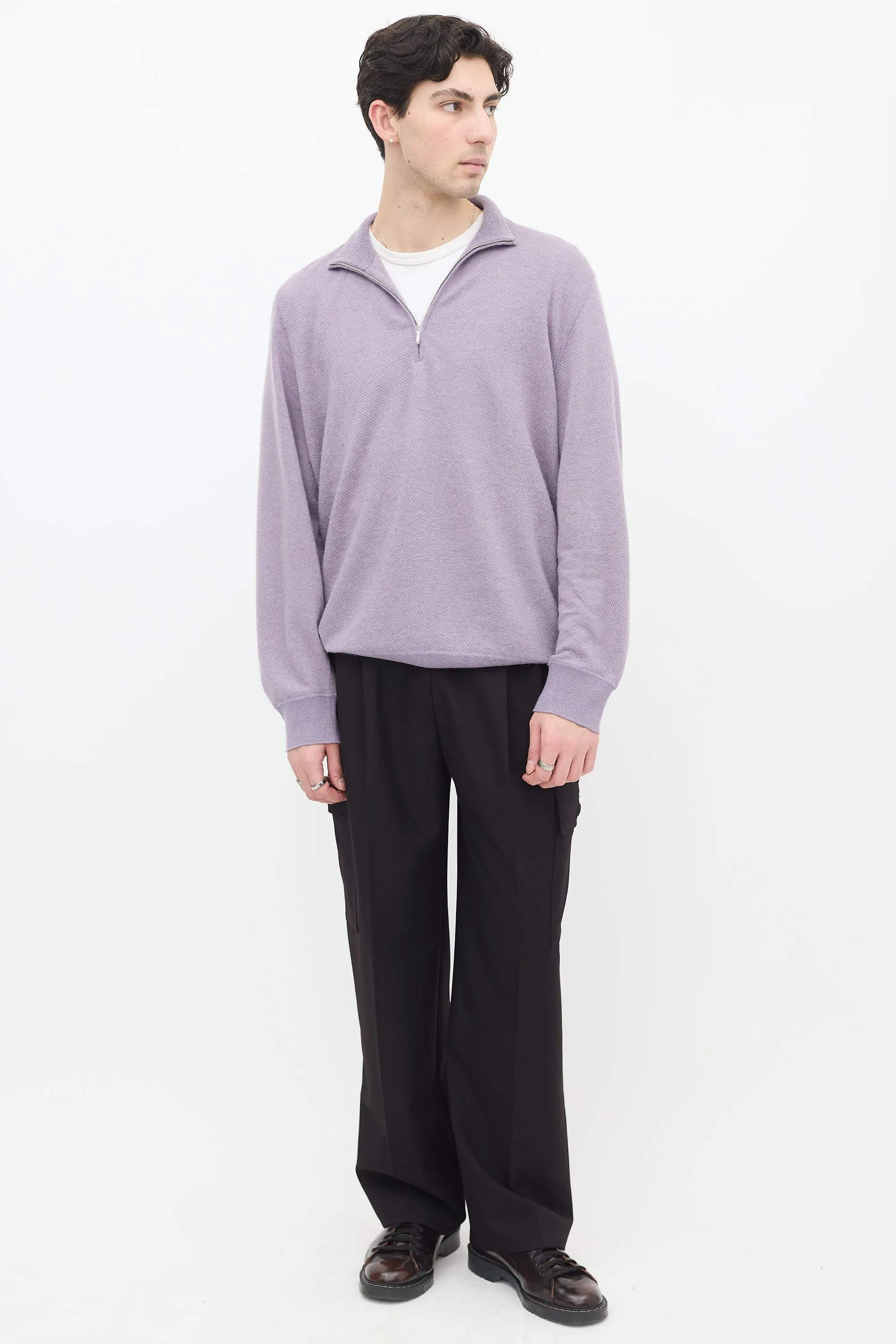 Purple Cashmere Roadster Pull Light Sweater