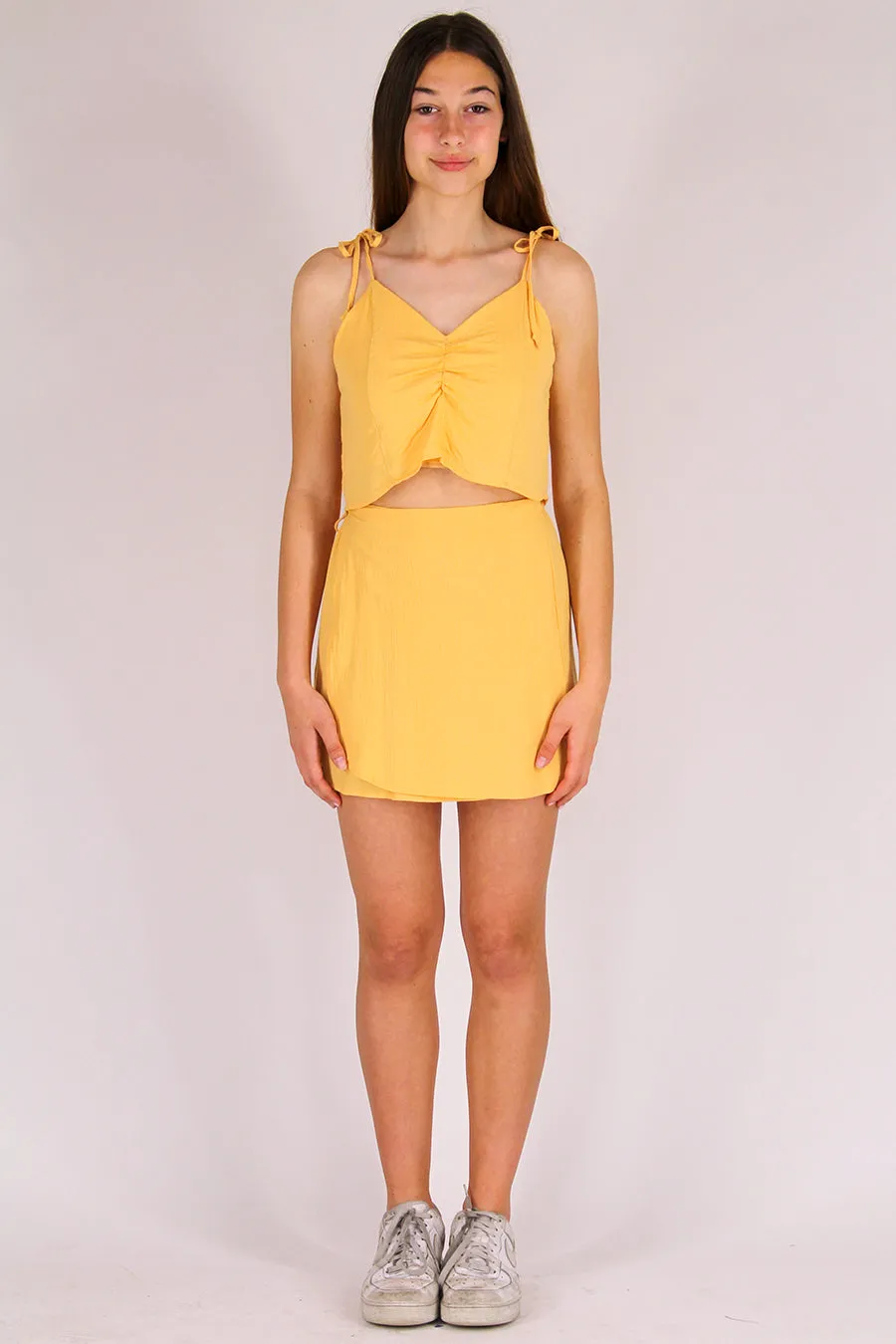 Ribbon Cami Top and Wrap Skirt - Banana Scrunchy
