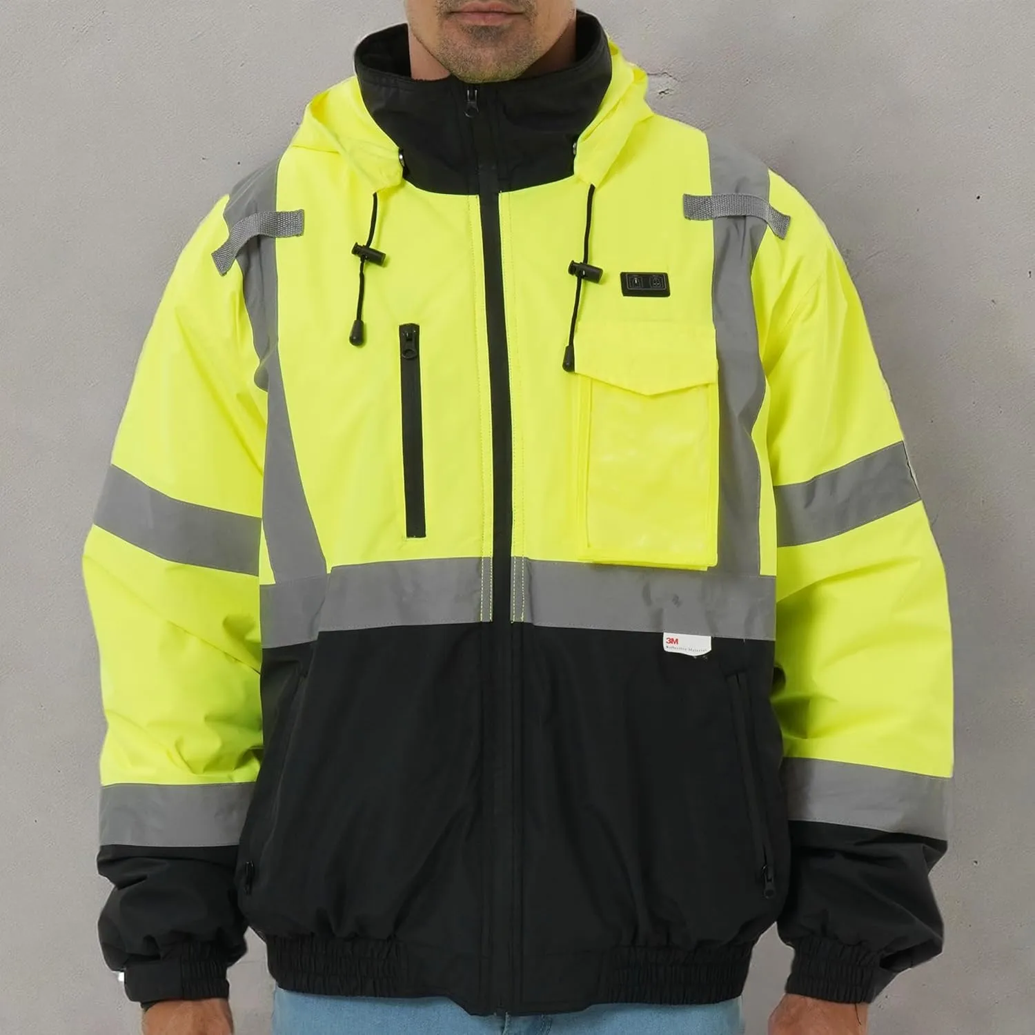 Safety Heated Jacket, 3M Reflective, Waterproof Hi-Vis Work Jacket