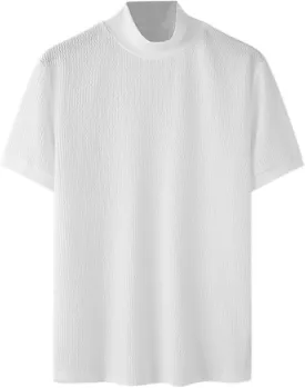 Short Sleeve Shirts for Men Basic Mock Turtleneck Regular Fit Undershirt Fall Thermal Pullover Solid Color Tops