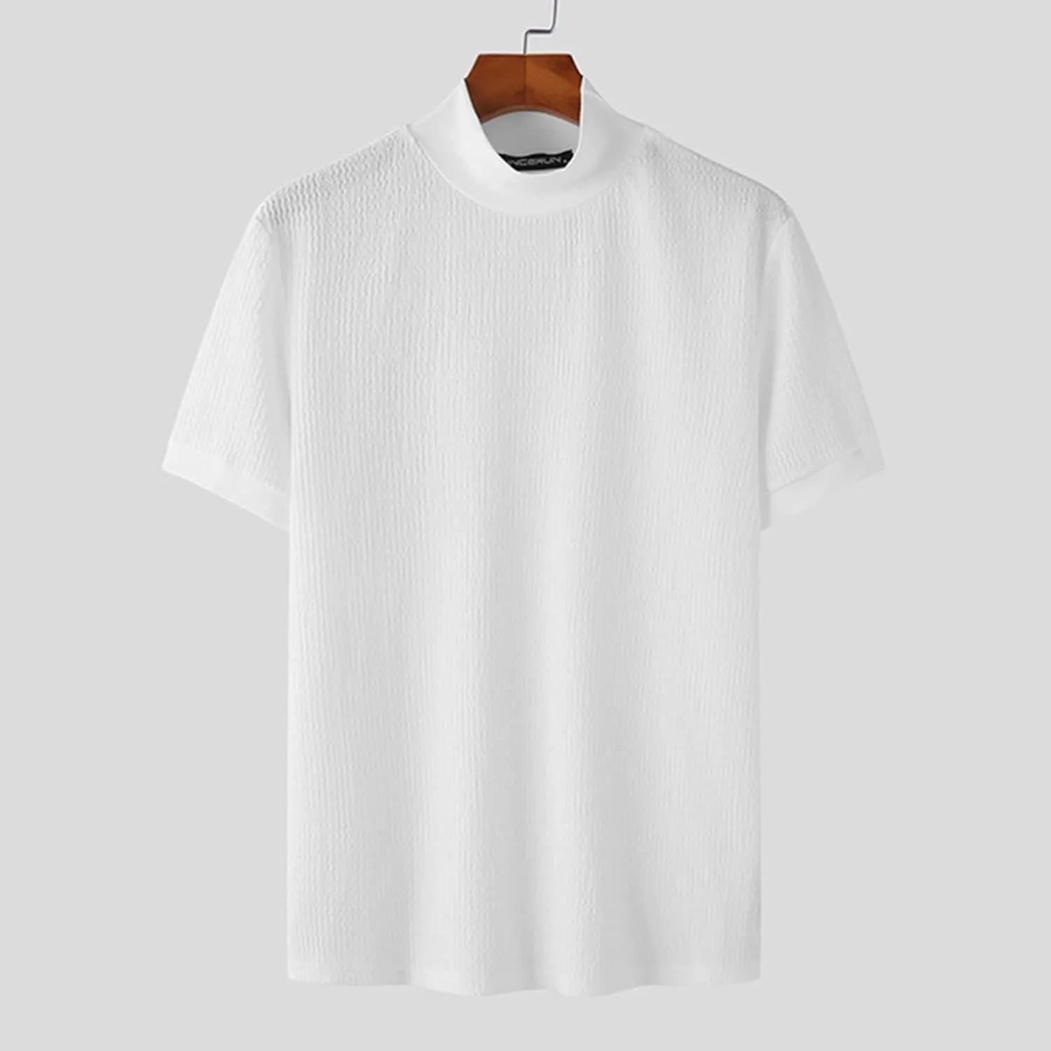Short Sleeve Shirts for Men Basic Mock Turtleneck Regular Fit Undershirt Fall Thermal Pullover Solid Color Tops
