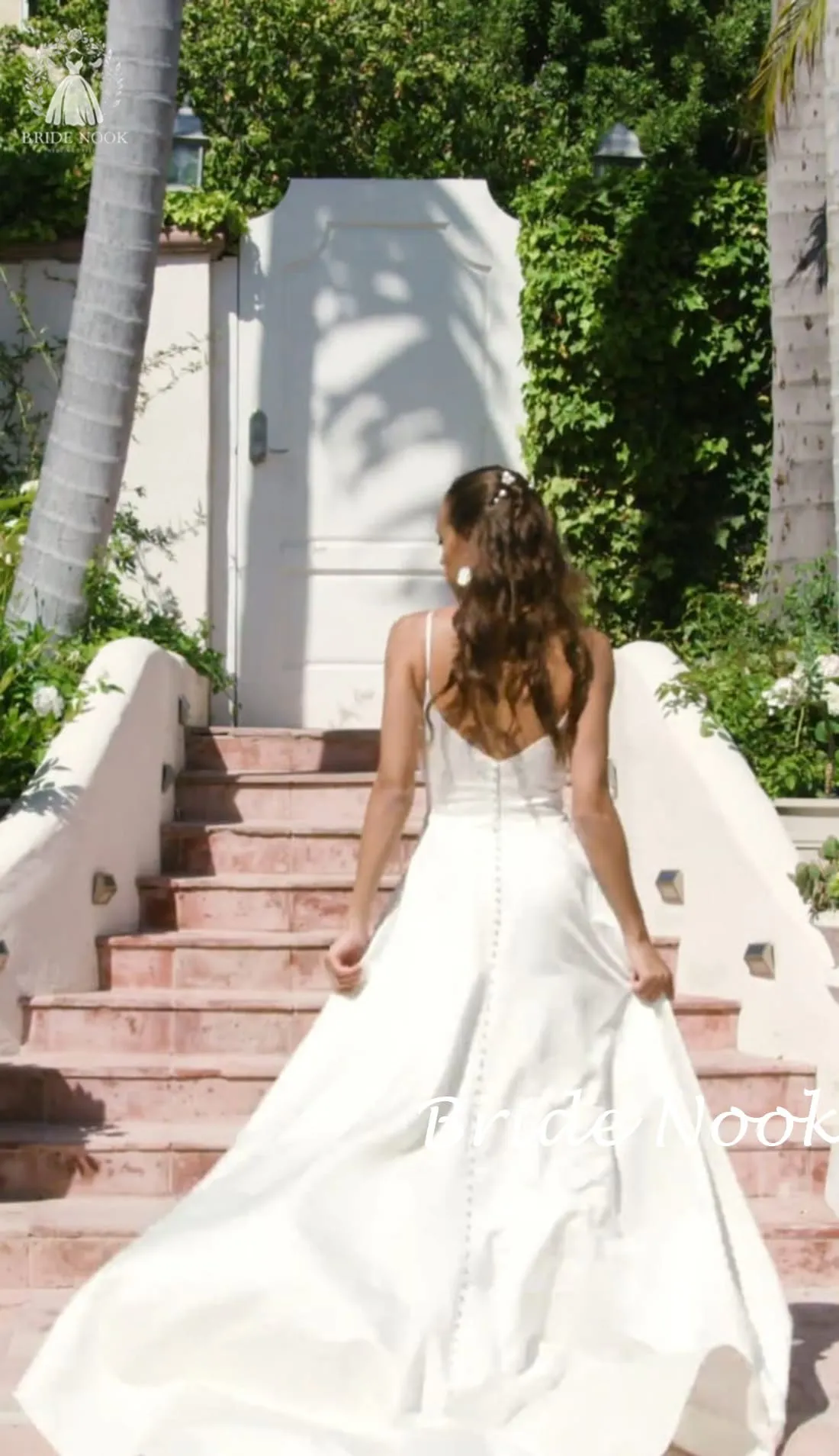 Spaghetti Straps Sexy A-Line Satin Wedding Dress