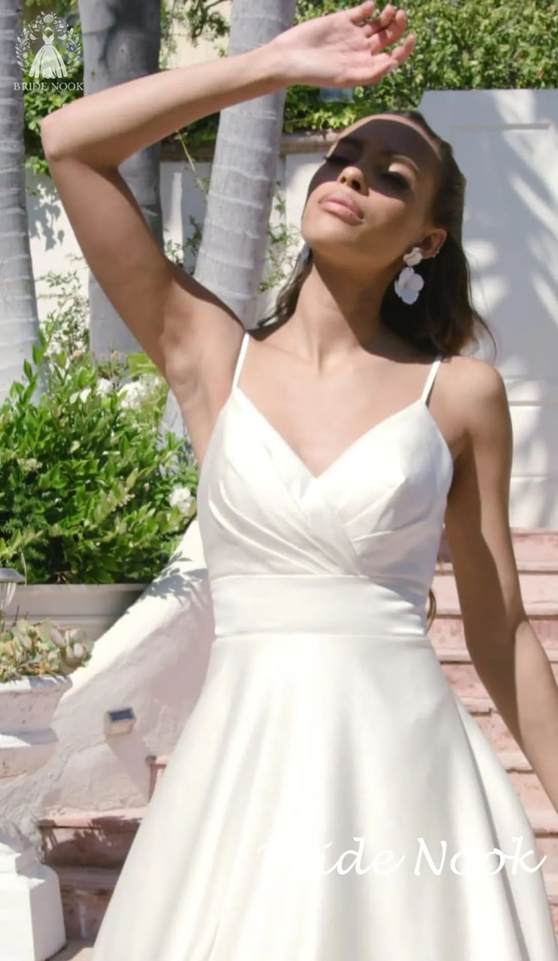 Spaghetti Straps Sexy A-Line Satin Wedding Dress